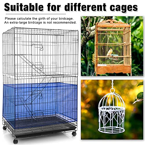 Shappy Large Bird Cage Seed Catcher,Bird Cage Cover Net Skirt Guard,Adjustable Soft Airy Mesh Net for Parrot Parakeet Macaw(118 x 15 Inch/ 300 x 37 cm,Blue) - color: Blue, size: 118 x 15 Inch/ 300 x 37 cm