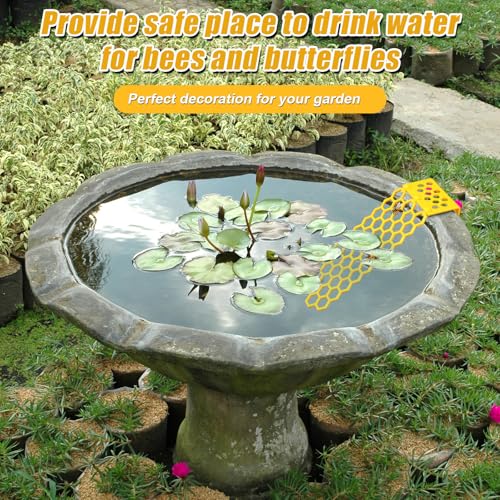 2PCS Floating Bee Ladders, Beehive-Shaped Floating Bee Island for Drinking, Butterfly Bee Waterer Ladder for Bee Watering Station Pool, Wild Bee Bird Bath Feeding Equipment (Yellow, White)