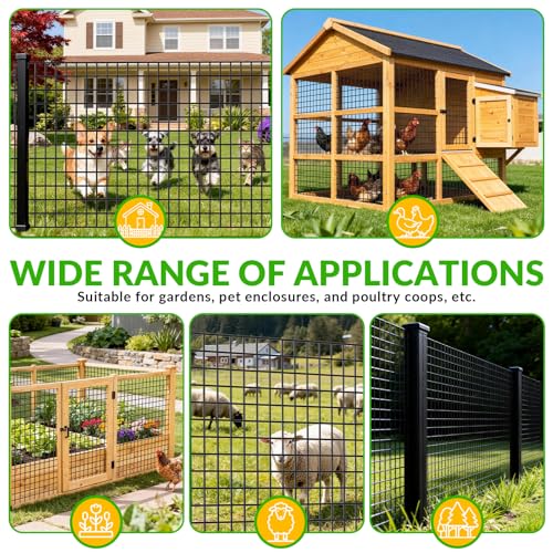 Welded Wire Fence 1/2‘’x 1/2‘’ 6ft x100 ft，Vinyl Coated Welded Wire Mesh Roll,16GA Black PVC Coated Welded Wire Fence,Hardware Cloth for Yard Vegetable Protection Goat & Poultry Netting - size: 6' x 100'-16 Gauge