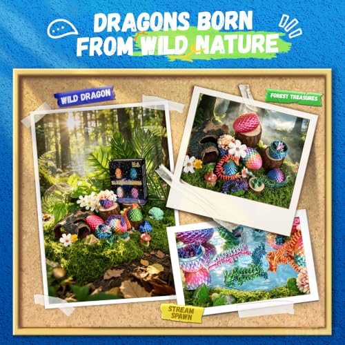 Impossmaker 4pcs 3D Printed Dragon Eggs, Cool Articulated Crystal Dragon Toys for Boys Kids Teen, Surprise Dinosaur Eggs for Party Favors, Fun Goodie Bag Stuffers for Birthdays, Classroom Prizes - style: 4P