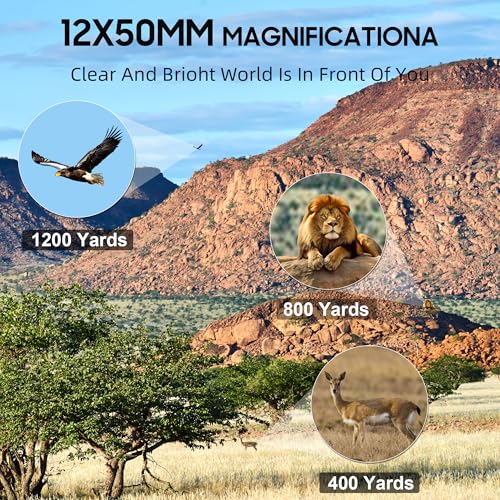 12x50 UHD Binoculars for Adults High Powered with Upgraded Phone Adapter - Large View, Lightweight, IPX7 Waterproof, BAK4 Prism - Binoculars for Hunting Bird Watching Cruise