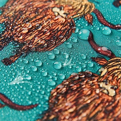 ECO CHIC Hiking Lightweight Packable Backpack - Foldable Daypack for Travel & Hiking & Outdoor Adventures - Waterproof Backpack from Recycled Materials (Highland Cow Teal) - color: Highland Cow Teal