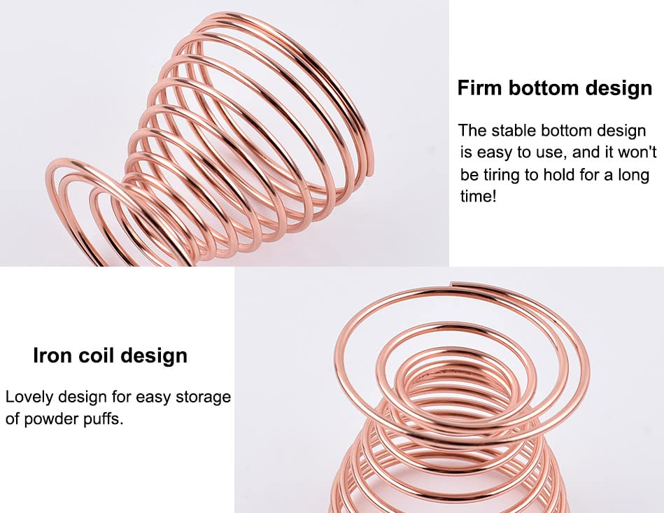 AKOAK 1 Pack Gold/Rose Gold Round Puff Storage Rack, Makeup Egg Drying Rack, Makeup Gourd Puff Sponge Display Beauty Tools - color: Rose gold