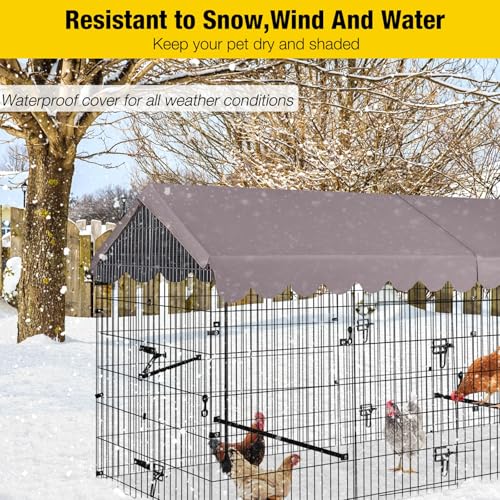Aivituvin Large Chicken Coop Mobile Hen House with Wheels Strong Iron Frame Poultry Cage with Run Nesting Box, Duck Coop with Waterproof Rain Cover,85"