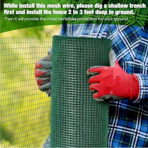 Tatuo Hardware Cloth 1/2 Inch 48in x 150ft Hot Dip Galvanized After Welded Cage Mesh Rolls 21 Gauge Metal Chicken Wire Roll Wire Fencing Poultry Netting for Raised Garden Rodent Animals(Green) - color: Green, size: 48in X 150ft
