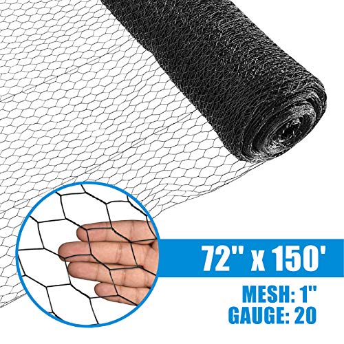 Fencer Wire 20 Gauge Black Vinyl Coated Poultry Hex Netting with 1 inch Mesh (6 ft. x 150 ft.) - size: 6 ft. x 150 ft.