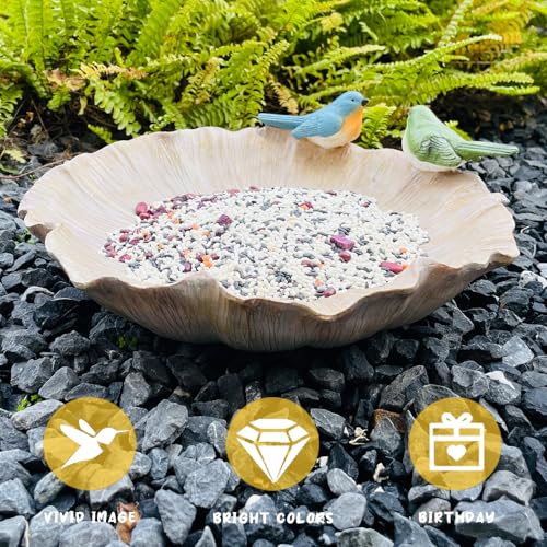 Ground Standing Bird Bath and Feeder, Resin Ground Bird Bath Bowl with Hummingbird Accents, Bird Bath for Outside Yard Garden Decor - color: Hummingbird Birdbath
