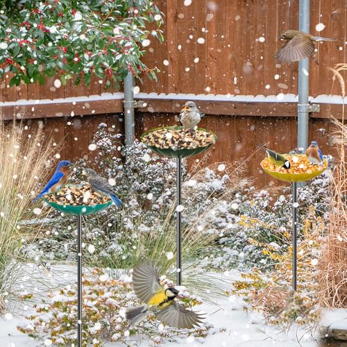 Metal Flower Bird Bath for Outside, Small Hummingbird Bath Bowl Detachable Birdfeeder Bowl Garden Decor for Outdoor Yard Lawn (4PCS-Flowers) - style: 4PCS-Flowers
