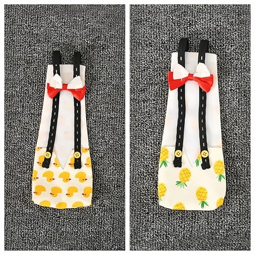 2 Pack Chicken Diapers for Hens, Roosters, Diapers for Ducks, Ducklings, Reusable Pet Diaper with Bow Ties Waterproof Poultry Nappies for Geese Pet Ducks,Pineapple&Yellow Duck,L - size: L