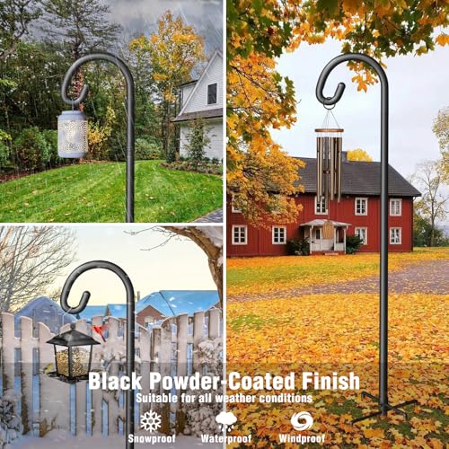 Shepherd Hook for Outdoor, 76" Heavy Duty Bird Feeder Pole with 5 Prong Base, Adjustable Height Bird Feeder Stand Ideal for Hanging Bird Feeders, Plant, and Garden Decorations - size: 76 Inch