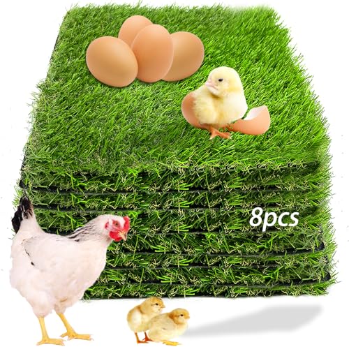 8PCS Chicken Nesting Pads for Laying Eggs,Washable Nest Box Pads Reusable Grass Mat Green Artificial Chicken Coop Liner Bedding for Hen,Chick,Duck - color: Green
