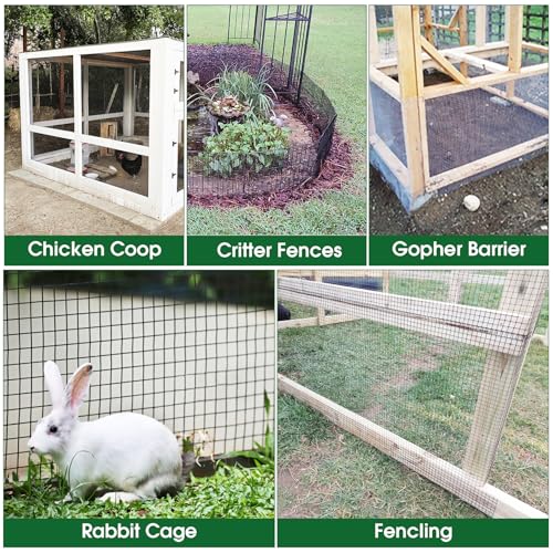 HOPERAN Black Hardware Cloth 1/2 Inch 48 x 50 Ft 19 Gauge Chicken Wire | Vinyl Coated, PVC Coated Welded Mesh Roll, for Garden Fencing Gopher Wire Rabbit Cage Poultry Netting - size: 1/2inch 48in×50ft