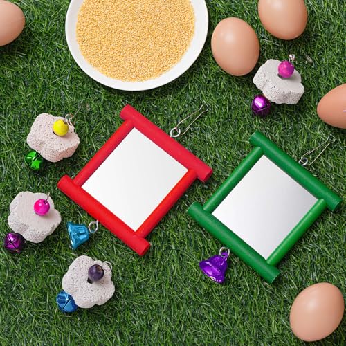 Sumind 2 Pieces Chicken Mirror Toys, Red, Green, 3.94 x 3.94 Inches | Clip on Wide Brim Golf Visors, Adjustable Elastic Headband Sun Hat, Lightweight Sport Cap for Summer Outdoor Activities Women - color: Red,green, size: 3.94 x 3.94 Inches
