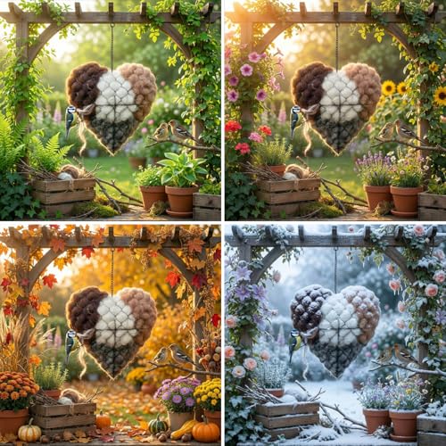 Handmade Alpaca Fiber Bird Nesting Material Heart – Soft Nesting Holder for Wild Birds, Garden Trees, Winter Shelter & Bird Lover Gift (1PC)