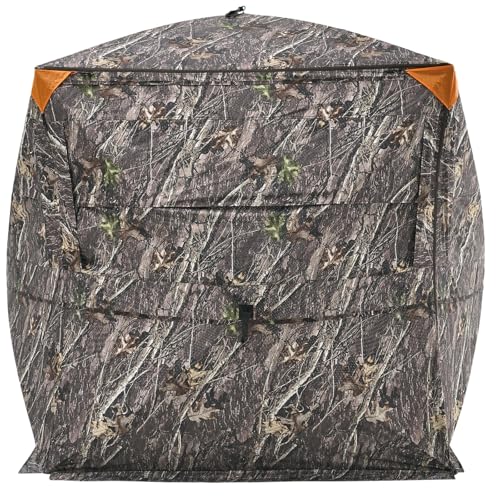 VEVORHunting Blind, 270° See Through Ground Blind, 4-5 Person Pop Up Deer Blind for Hunting with Carrying Bag, Portable Resilient Hunting Tent, One-Way See-Through Mesh for Turkey and Deer Hunting