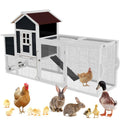 Chicken Coops for 1-2 Chickens with Wheels, Outdoor Wooden Hen House with Nesting Box, Large Rabbit Hutch, Outside Poultry House, Wire Fence Run Cages, Weatherproof for Backyard(Black) - size: 80.0"L x 24.2"W x 39.0"H