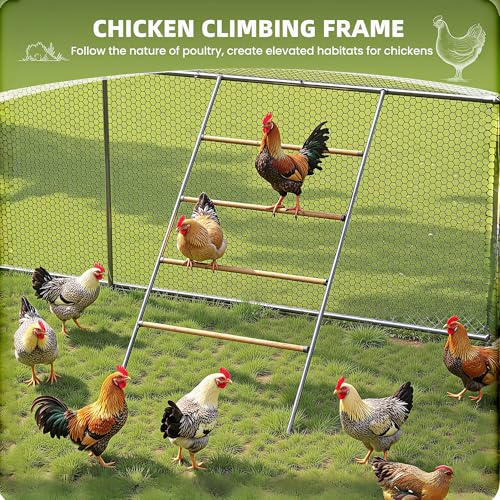 UDPATIO Large Metal Chicken Coop Walk in & Run – Heavy Duty Outdoor Poultry Run with Protective Cover for 10-15 Chickens, Ducks, or Rabbits | Predator-Proof & Weather-Resistant | Double Feed Door UV-Resistant Cover Heavy Duty Outdoor Cage for Bird Duck Ra