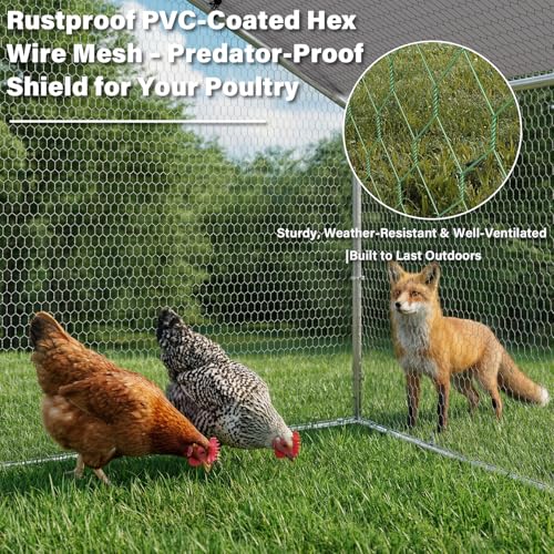 LEMBERI 20x10 FT Extra Large Metal Chicken Coop, Walk-in Run | Poultry run pen with waterproof and anti-ultraviolet cove, outdoor cage for hens & rabbits, for backyard and farm - size: 236.16"L x 118.1"W x 76.8"H