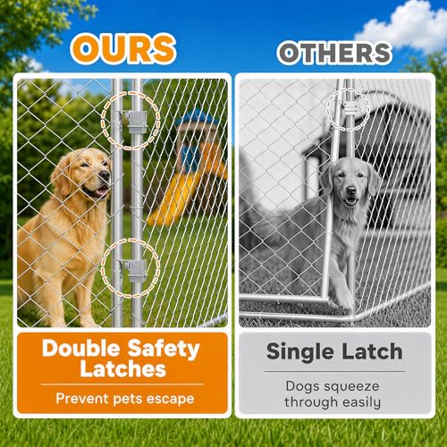 PawHut Outdoor Dog Kennel, 20' x 15' x 8', Waterproof Roof for Large Dogs | Heavy Duty Galvanized Chain Link Pet Enclosure, 2 Secure Lock for Chicken, Duck - size: 236.2"L x 177.2"W x 94.5"H