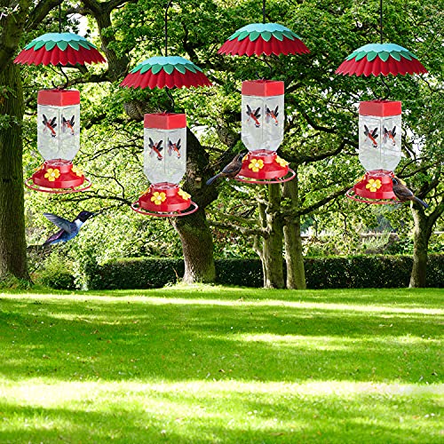 8" Hummingbird Feeder Dome Baffle with Ant Moat, Red Rain Cover | Weather Guard for outdoors, Small Shade Umbrella, 3 Metal adjustable Hooks, Anti Sun/Rain/Snow/Poop - color: Red