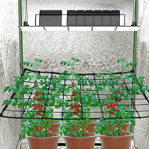 BSTPCOO 2 Pack 4x4 Trellis Netting for 4x4/8x4 Grow Tent, Elastic Scrog Net | Heavy Duty Plant Net with Hooks, Flexible Trellis Net Support for Hydroponics, Outdoor Climbing Plant - size: 3.5" Mesh-4 X 4 FT-2P