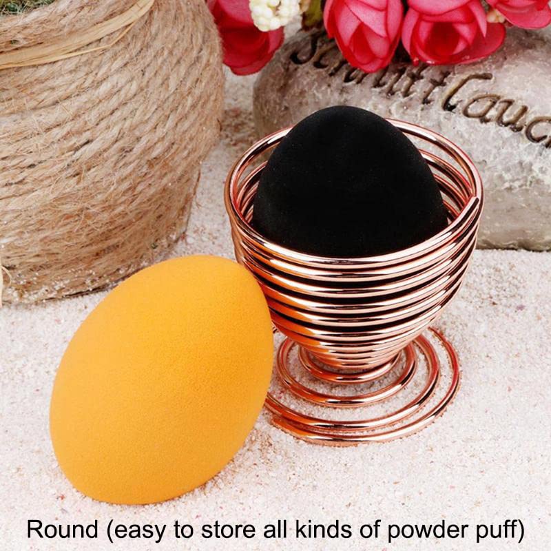 AKOAK 1 Pack Gold/Rose Gold Round Puff Storage Rack, Makeup Egg Drying Rack, Makeup Gourd Puff Sponge Display Beauty Tools - color: Rose gold