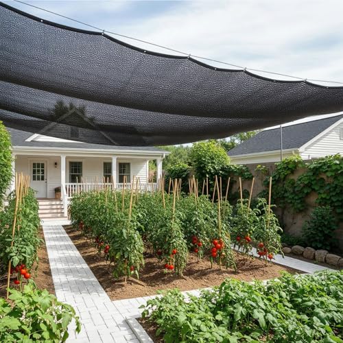 SUNNY GUARD Sun Shade Cloth, 6 x 8 FT Black HDPE Mesh | 65-75% Breathable shade cover creates a cooler space for plants, vegetables, greenhouses, patios, chicken coops, and kennels - color: 70 SHADE-BLACK, size: 6 FT x 8 FT