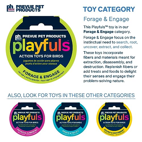 Prevue Pet Products Takeout Playfuls Forage & Engage Bird Toy | Cage Accessories for Parrots, Conures, Cockatiels, Budgies, and Small to Medium Birds, Encourages Chewing and Shredding