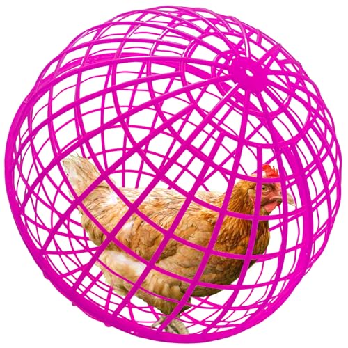19.6" Movable Ball-Shaped Animals & Poultry Cages,Pet Safe Walking Net, Farm Courtyard Outdoor Accessible Rolling Rabbit Duck Hutch Chicken Coop,Preventing Dog Bites Trampled by Horse - color: Rose Pink