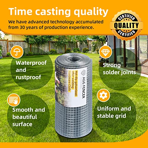 8inch x 50ft Hardware Cloth 1/2 inch Chicken Wire Fencing 19Ga | Hot Dipped Galvanized After Welding Garden Plant Supports Welded Metal Chicken Wire Fence Poultry Animal Netting Cage Screen - size: 1/2in 8in x 50ft