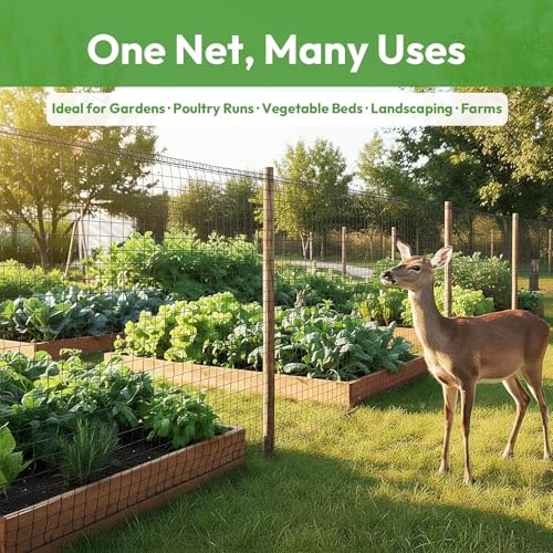 Deer Fence for Garden 4ftx50ft, Plastic Mesh Garden Fencing with Pre-Strung Reinforced Edge, Durable Temporary Fencing, Animal Barrier Fence, Ideal Safe Netting for Poultry, Fruit & Plant Protection - size: 4ft X 50ft
