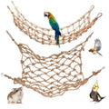 2 Packs Natural Bird Rope Net Parrot Swing Hammock for Birds Parrot Ladder Macaw Hanging Hammock Activity Toy for Rats Parakeet Cockatiel Cockatoo Conure African Grey Budgie（L 20 * 16inch） - size: L 20 * 16inch