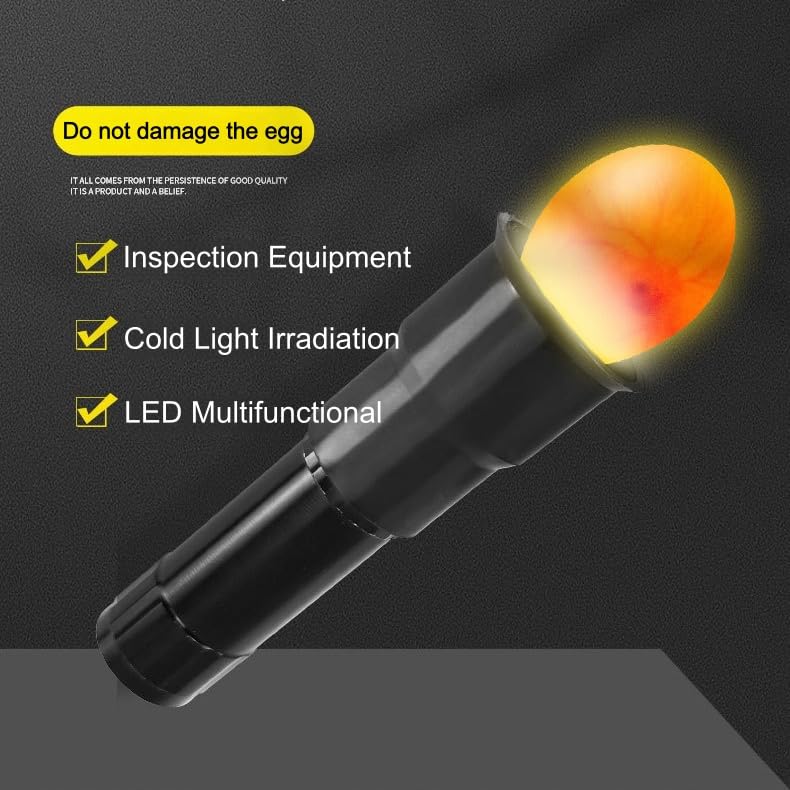 LED Egg Candler Tester Lamp for Monitoring Embryo Development, Light Candling Device | Battery Operated,Silver,Bright, Cool White,Fast Safe, Durable, Light Size 0.9 x 3.3in,No Harm to Eggs