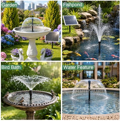 20W Solar Fountain Pump with Ground Stake, 16.4FT Cable for Garden | Upgraded DIY Solar Powered Water Fountain with 3 Adjustable Nozzles for Bird Bath, Pond & Outdoor Water Features - color: 20w Solar Fountain