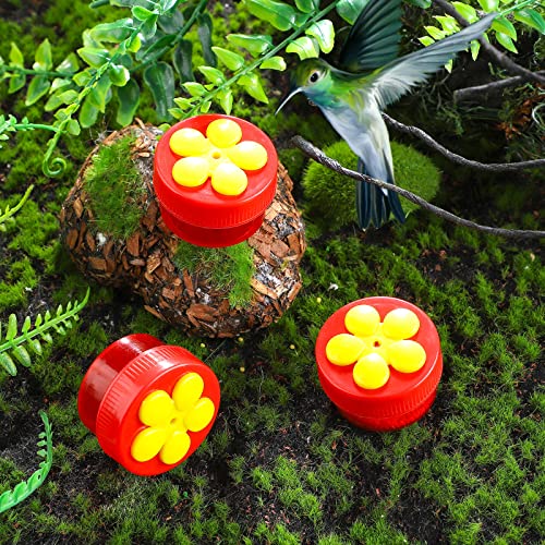 8 Pcs Hummingbird Feeder Handheld Window Flower Mini Hand Held Hummingbird Ring Feeders Wild Bird for Outdoors Backyard Birdwatcher Gifts Supplies(Red Bottom) - color: Red Bottom