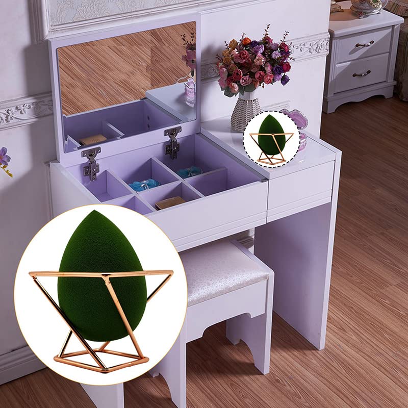 AKOAK 2 Pcs Makeup Sponge Holder, Makeup Blender Storage, Rose gold