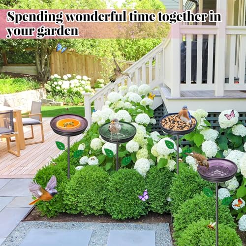 4PCS Hummingbird Bird Bath for Outside, Freestanding Metal Flower BirdBaths Bowl with Stake, Detachable Birdfeeder for Outdoor Yard Lawn Garden Decor (4PCS-Blue-Green-Brown-Purple) - style: 4PCS-Blue-Green-Brown-Purple