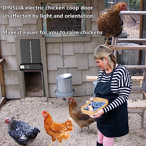 Automatic Chicken Coop Door Battery Powered - Aluminum Chicken Coop Door with Timer Anti-Pinch Sensor LCD Screen - Waterproof Chicken Door for Hens, Ducks, Geese Poultry (Large)