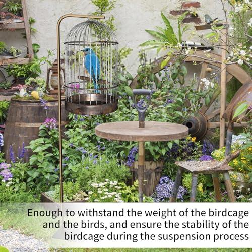 67 Inch High Hanging Bird Cage, Bird Cage Stand, Feeder Stand with Base | Suitable for Hanging Various Types of Birdcages(Weight Limit: Within 35 Pounds) - size: Gold, Without Storage Rack