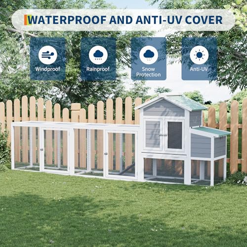 122" Large Chicken Coop with Run, Wooden Hen House for Chickens, Poultry Cage Rabbit Hutch Duck House, Nesting Box Sloped Asphalt Roof