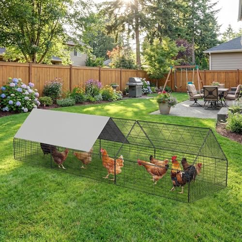 Chicken Tunnel, 118” Portable Metal Poultry Playpen with Waterproof Cover | Outdoor Chicken Run Tunnel for Yard, Also for Ducks & Rabbits, Outside Chicken Tunnel - size: Straight Line Frame