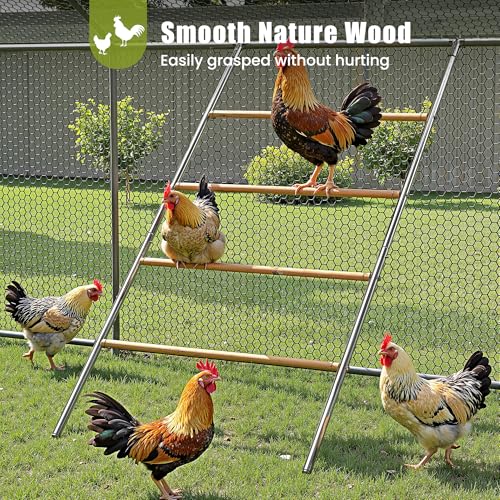 Chicken Roosting Perch - Heavy Duty 4-Tier Metal & Wood Chicken Roost Bars, Large Coop Accessory - Easy Install (55" L x 40" W) for Backyard Poultry, Hens & Farm Pens | Large Coop Accessory 4-Tier - Easy Install (55" L x 40" W) for Backyard Poultry, Hens