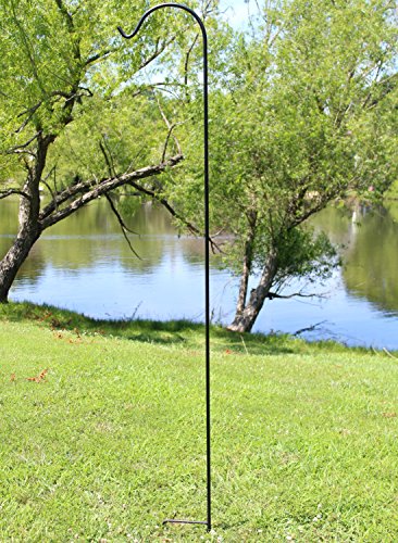 Ashman Black Shepherd Hook 92 Inch, 1/2-Inch Thick, Solid Metal Single Piece Hook, Super Strong, Rust Resistant, Hanging Plant Baskets, Wind Chimes, Lanterns, Heavy Bird Feeders & More (Pack of 1) - size: 1 Pack