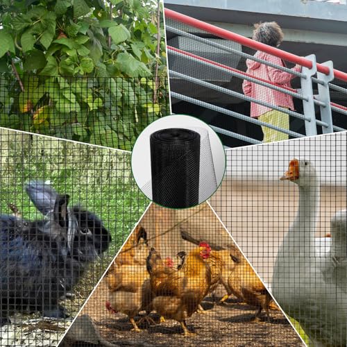 Hardware Cloth 1/2 inch 48 x 100 ft Black 19 Gauge Vinyl Coated Welded Wire Mesh Roll PVC - Coated Welded Wire Fence Perfect for use as Chicken Wire Fencing mesh - color: Black, size: 1/2 inch 48" x 100 ft 19Ga