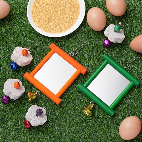 Sumind 2 Pieces Chicken Mirror Toys, Green, Orange, 3.94 x 3.94 Inches | Clip on Wide Brim Golf Visors, Adjustable Elastic Headband Sun Hat, Lightweight Sport Cap for Summer Outdoor Activities Women - color: Green,Orange, size: 3.94 x 3.94 Inches
