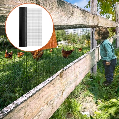 VEVOR Hardware Cloth, 48'' x 50' 1/2inch Galvanized Wire Mesh Roll, 19 Gauge Chicken Wire Fence Roll, Vinyl Coating Metal Wire Mesh for Chicken Coop Barrier, Rabbit Snake Fences, Poultry Enclosures - size: 1/2inch 48'' x 50'