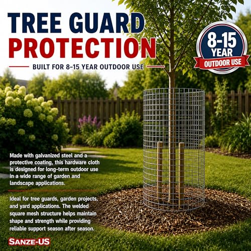 Sanzeus Hardware Cloth, 1/4 Inch 48in x 100ft 23 Gauge, Double-Layer Hot-Dip Galvanizing After Welding, Chicken Wire Fence Wire Mesh Poultry Netting Garden Fence Tree Guard Rolls - size: 1/4inch 48in×100ft