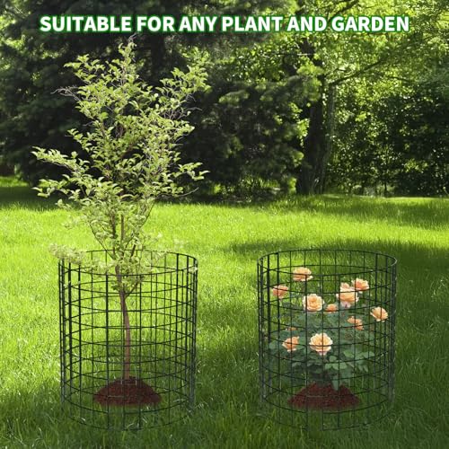 PASARA 10 Pack Plant Protectors from Animals, 13 Inch Round Cloche Plant Cages with Sturdy Chicken Wire Mesh, Garden Cages to Keep Animals Out for Vegetables & Flowers, Includes Support Stakes - size: 10PACK-12*12inch