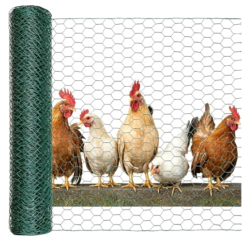 Chicken Wire for Floral Arrangements, Easy to Shape, 15.7 x 87 Inches | Upgraded Green PVC Coated Lightweight Galvanized Hexagonal Chicken Wire mesh, Floral Chicken Wire for Craft, Poultry, Garden