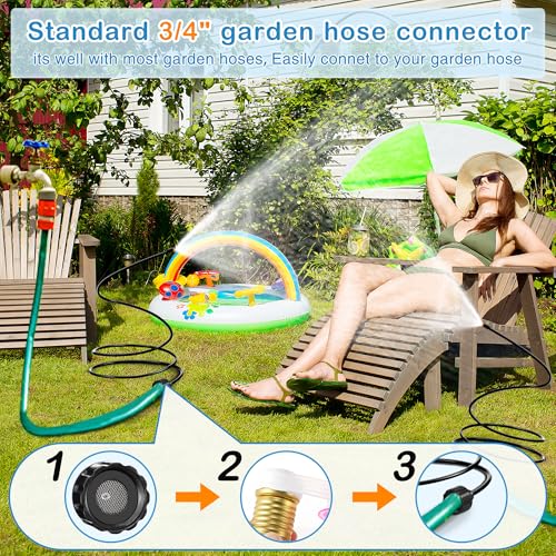 2 Pack Misters for Outside Patio, 60 Inch Flexible Hose Mister Cooling Stand Portable Water Misting for Cooling Outdoor, Mist System for Garden, Backyard, Bird Bath, Chicken Coop Water Mist (Black)